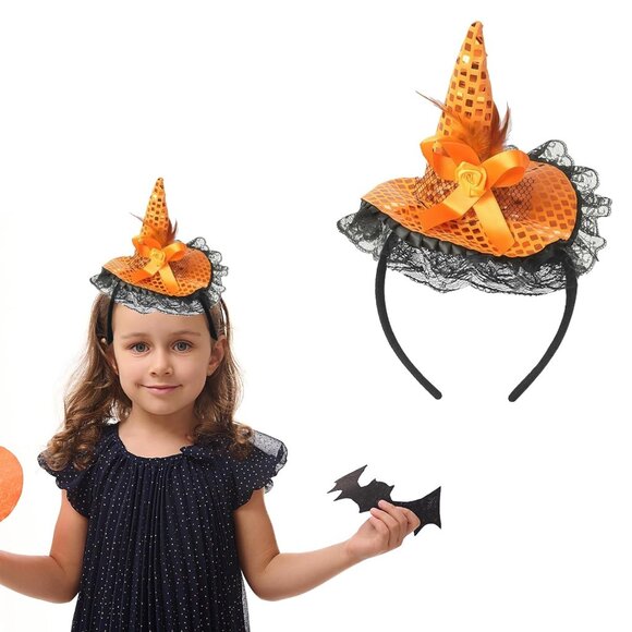 Hallowmas Headband Elegant Witch Hat Flower Design Hair Accessories for Women Or - Picture 1 of 6